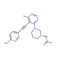 CC(=O)N[C@@H]1CCCN(c2ncnc(C)c2C#Cc2ccc(N)nc2)C1 ZINC000149295878