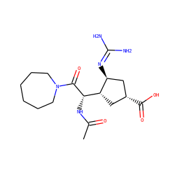 CC(=O)N[C@H](C(=O)N1CCCCCC1)[C@H]1C[C@@H](C(=O)O)C[C@@H]1N=C(N)N ZINC000013560246