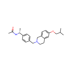 CC(=O)N[C@H](C)c1ccc(CN2CCc3cc(OCC(C)C)ccc3C2)cc1 ZINC001772619159