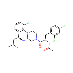 CC(=O)N[C@H](Cc1ccc(Cl)cc1Cl)C(=O)N1CCN(c2c(F)cccc2[C@@H](N)CC(C)C)CC1 ZINC000028825748