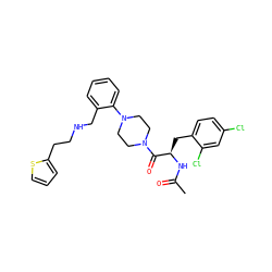 CC(=O)N[C@H](Cc1ccc(Cl)cc1Cl)C(=O)N1CCN(c2ccccc2CNCCc2cccs2)CC1 ZINC000028520937