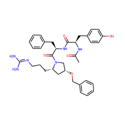 CC(=O)N[C@H](Cc1ccc(O)cc1)C(=O)N[C@H](Cc1ccccc1)C(=O)N1C[C@H](OCc2ccccc2)C[C@@H]1CCCN=C(N)N ZINC000028571975
