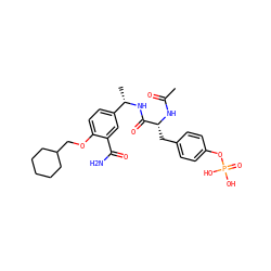 CC(=O)N[C@H](Cc1ccc(OP(=O)(O)O)cc1)C(=O)N[C@@H](C)c1ccc(OCC2CCCCC2)c(C(N)=O)c1 ZINC000026398085
