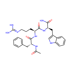 CC(=O)N[C@H](Cc1ccccc1)C(=O)N[C@@H](CCCN=C(N)N)C(=O)N[C@H](Cc1c[nH]c2ccccc12)C(N)=O ZINC000026182401