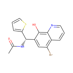 CC(=O)N[C@H](c1cccs1)c1cc(Br)c2cccnc2c1O ZINC000036380872