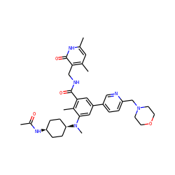 CC(=O)N[C@H]1CC[C@@H](N(C)c2cc(-c3ccc(CN4CCOCC4)nc3)cc(C(=O)NCc3c(C)cc(C)[nH]c3=O)c2C)CC1 ZINC000147083761