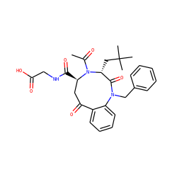 CC(=O)N1[C@H](C(=O)NCC(=O)O)CC(=O)c2ccccc2N(Cc2ccccc2)C(=O)[C@H]1CC(C)(C)C ZINC000013813236