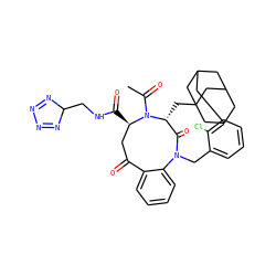 CC(=O)N1[C@H](C(=O)NCC2N=NN=N2)CC(=O)c2ccccc2N(Cc2ccccc2Cl)C(=O)[C@H]1CC12CC3CC(CC(C3)C1)C2 ZINC000027106669