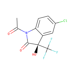 CC(=O)N1C(=O)[C@@](O)(C(F)(F)F)c2cc(Cl)ccc21 ZINC000096142534