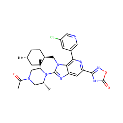 CC(=O)N1C[C@@H](C)N(c2nc3cc(-c4noc(=O)[nH]4)nc(-c4cncc(Cl)c4)c3n2C[C@H]2CC[C@H](C)CC2)[C@H](C)C1 ZINC000261081835
