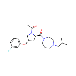 CC(=O)N1C[C@@H](Oc2cccc(F)c2)C[C@@H]1C(=O)N1CCCN(CC(C)C)CC1 ZINC000049114438