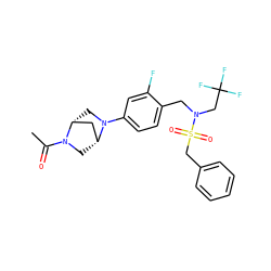 CC(=O)N1C[C@@H]2C[C@H]1CN2c1ccc(CN(CC(F)(F)F)S(=O)(=O)Cc2ccccc2)c(F)c1 ZINC000147234048