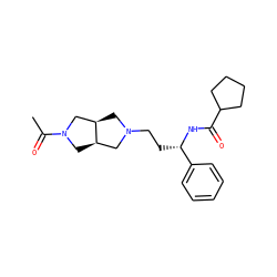CC(=O)N1C[C@@H]2CN(CC[C@H](NC(=O)C3CCCC3)c3ccccc3)C[C@@H]2C1 ZINC000049784709