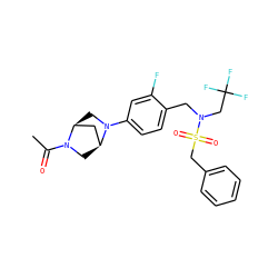CC(=O)N1C[C@H]2C[C@@H]1CN2c1ccc(CN(CC(F)(F)F)S(=O)(=O)Cc2ccccc2)c(F)c1 ZINC000223153849