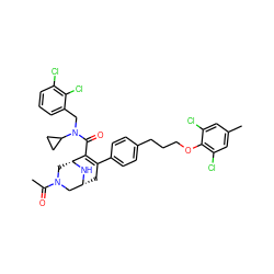 CC(=O)N1C[C@H]2N[C@H](CC(c3ccc(CCCOc4c(Cl)cc(C)cc4Cl)cc3)=C2C(=O)N(Cc2cccc(Cl)c2Cl)C2CC2)C1 ZINC000049898597