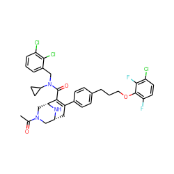 CC(=O)N1C[C@H]2N[C@H](CC(c3ccc(CCCOc4c(F)ccc(Cl)c4F)cc3)=C2C(=O)N(Cc2cccc(Cl)c2Cl)C2CC2)C1 ZINC000049841106