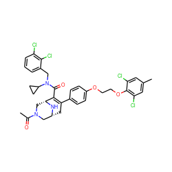 CC(=O)N1C[C@H]2N[C@H](CC(c3ccc(OCCOc4c(Cl)cc(C)cc4Cl)cc3)=C2C(=O)N(Cc2cccc(Cl)c2Cl)C2CC2)C1 ZINC000049898804