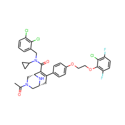 CC(=O)N1C[C@H]2N[C@H](CC(c3ccc(OCCOc4c(F)ccc(F)c4Cl)cc3)=C2C(=O)N(Cc2cccc(Cl)c2Cl)C2CC2)C1 ZINC000049889182