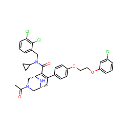 CC(=O)N1C[C@H]2N[C@H](CC(c3ccc(OCCOc4cccc(Cl)c4)cc3)=C2C(=O)N(Cc2cccc(Cl)c2Cl)C2CC2)C1 ZINC000049899521