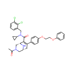 CC(=O)N1C[C@H]2N[C@H](CC(c3ccc(OCCOc4ccccc4)cc3)=C2C(=O)N(Cc2cccc(Cl)c2Cl)C2CC2)C1 ZINC000044304999
