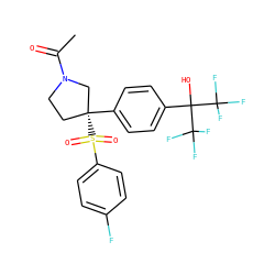 CC(=O)N1CC[C@@](c2ccc(C(O)(C(F)(F)F)C(F)(F)F)cc2)(S(=O)(=O)c2ccc(F)cc2)C1 ZINC001772569946