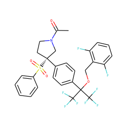 CC(=O)N1CC[C@@](c2ccc(C(OCc3c(F)cccc3F)(C(F)(F)F)C(F)(F)F)cc2)(S(=O)(=O)c2ccccc2)C1 ZINC001772651647