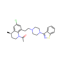 CC(=O)N1CC[C@@H](C)c2cc(Cl)cc(CCN3CCN(c4nsc5ccccc45)CC3)c21 ZINC000028528987