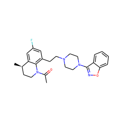CC(=O)N1CC[C@@H](C)c2cc(F)cc(CCN3CCN(c4noc5ccccc45)CC3)c21 ZINC000028528156