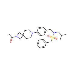 CC(=O)N1CC2(CCN(c3ccc(CN(CC(C)C)S(=O)(=O)Cc4ccccc4)cc3)CC2)C1 ZINC000147287747