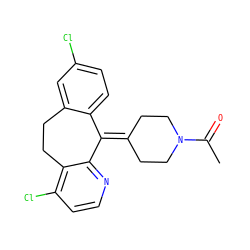 CC(=O)N1CCC(=C2c3ccc(Cl)cc3CCc3c(Cl)ccnc32)CC1 ZINC000026015207