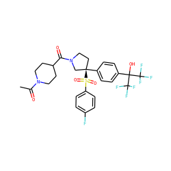 CC(=O)N1CCC(C(=O)N2CC[C@@](c3ccc(C(O)(C(F)(F)F)C(F)(F)F)cc3)(S(=O)(=O)c3ccc(F)cc3)C2)CC1 ZINC001772646413