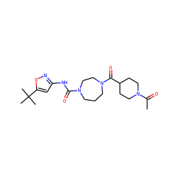 CC(=O)N1CCC(C(=O)N2CCCN(C(=O)Nc3cc(C(C)(C)C)on3)CC2)CC1 ZINC000071296857