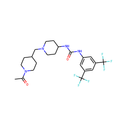 CC(=O)N1CCC(CN2CCC(NC(=O)Nc3cc(C(F)(F)F)cc(C(F)(F)F)c3)CC2)CC1 ZINC000028979812