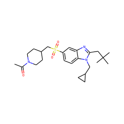 CC(=O)N1CCC(CS(=O)(=O)c2ccc3c(c2)nc(CC(C)(C)C)n3CC2CC2)CC1 ZINC000115892309