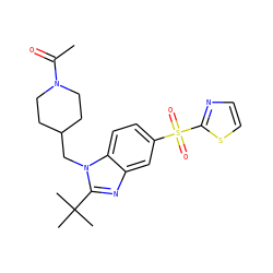 CC(=O)N1CCC(Cn2c(C(C)(C)C)nc3cc(S(=O)(=O)c4nccs4)ccc32)CC1 ZINC000082151733
