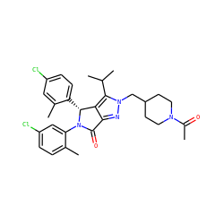 CC(=O)N1CCC(Cn2nc3c(c2C(C)C)[C@@H](c2ccc(Cl)cc2C)N(c2cc(Cl)ccc2C)C3=O)CC1 ZINC000206124896
