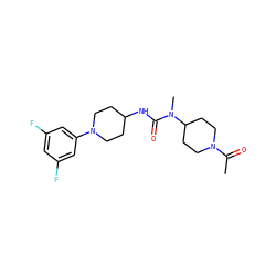 CC(=O)N1CCC(N(C)C(=O)NC2CCN(c3cc(F)cc(F)c3)CC2)CC1 ZINC000029126084