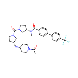 CC(=O)N1CCC(N[C@@H]2CCN(C(=O)N3CC[C@H](N(C)C(=O)c4ccc(-c5ccc(C(F)(F)F)cc5)cc4)C3)C2)CC1 ZINC000036351631