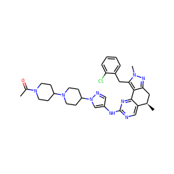 CC(=O)N1CCC(N2CCC(n3cc(Nc4ncc5c(n4)-c4c(nn(C)c4Cc4ccccc4Cl)C[C@H]5C)cn3)CC2)CC1 ZINC000143109868