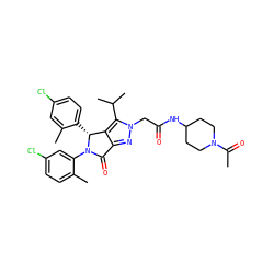 CC(=O)N1CCC(NC(=O)Cn2nc3c(c2C(C)C)[C@@H](c2ccc(Cl)cc2C)N(c2cc(Cl)ccc2C)C3=O)CC1 ZINC000206118915