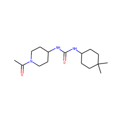 CC(=O)N1CCC(NC(=O)NC2CCC(C)(C)CC2)CC1 ZINC000066102988