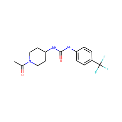 CC(=O)N1CCC(NC(=O)Nc2ccc(C(F)(F)F)cc2)CC1 ZINC000040526006