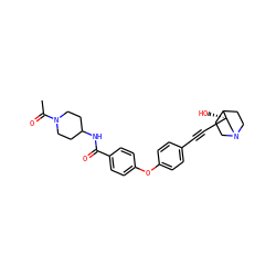CC(=O)N1CCC(NC(=O)c2ccc(Oc3ccc(C#C[C@]4(O)CN5CCC4CC5)cc3)cc2)CC1 ZINC000073220486