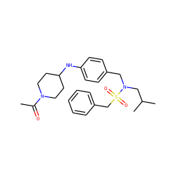 CC(=O)N1CCC(Nc2ccc(CN(CC(C)C)S(=O)(=O)Cc3ccccc3)cc2)CC1 ZINC000147287961