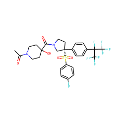 CC(=O)N1CCC(O)(C(=O)N2CC[C@](c3ccc(C(F)(C(F)(F)F)C(F)(F)F)cc3)(S(=O)(=O)c3ccc(F)cc3)C2)CC1 ZINC001772604850