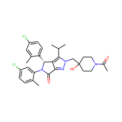 CC(=O)N1CCC(O)(Cn2nc3c(c2C(C)C)[C@@H](c2ccc(Cl)cc2C)N(c2cc(Cl)ccc2C)C3=O)CC1 ZINC000206125138