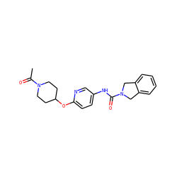 CC(=O)N1CCC(Oc2ccc(NC(=O)N3Cc4ccccc4C3)cn2)CC1 ZINC000166378067
