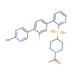 CC(=O)N1CCC(S(=O)(=O)c2ncccc2-c2ccc(-c3cnc(N)nc3)c(F)c2)CC1 ZINC000224814322