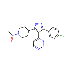 CC(=O)N1CCC(c2[nH]nc(-c3ccc(Cl)cc3)c2-c2ccncn2)CC1 ZINC000049066952
