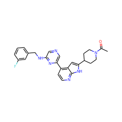 CC(=O)N1CCC(c2cc3c(-c4cncc(NCc5cccc(F)c5)n4)ccnc3[nH]2)CC1 ZINC000226063602